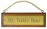 Wooden Stall Sign with Brass Plate and Chain