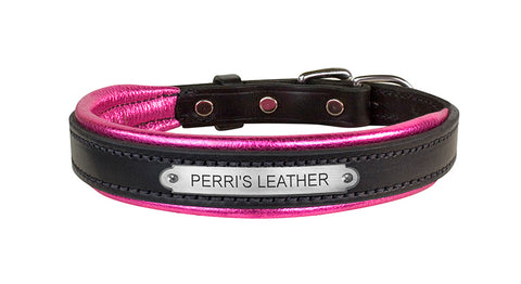 Padded Leather Metallic Dog Collar